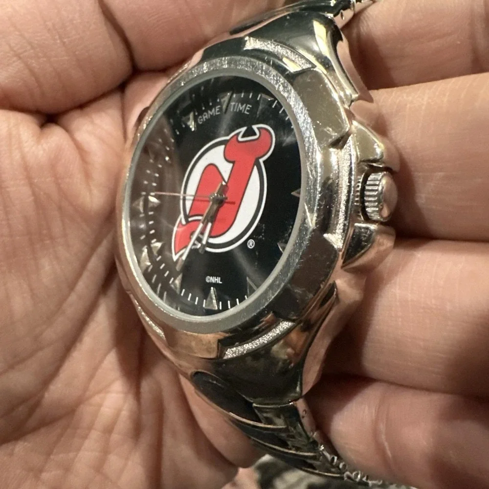 Working GAME TIME 46mm Series New Jersey Devils Quartz Mens Watch New Battery 9